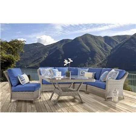 Outdoor Grey Wicker Chat Set with Sectional and Chair